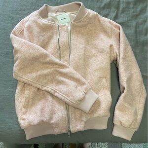 Light Pink Fuzzy Bomber Jacket